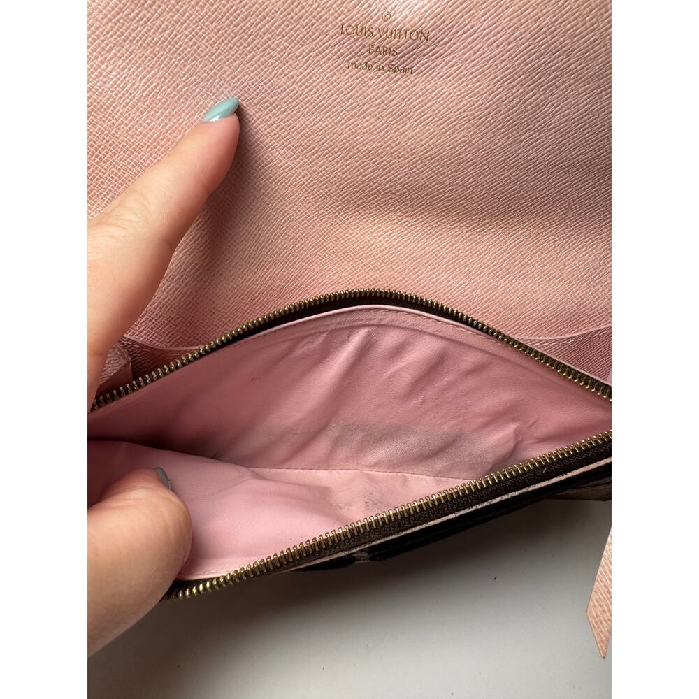 SOLD Louis Vuitton Damier Ebene Caissa Wallet w/Ballerine Pink Interior - Picture 8 of 16